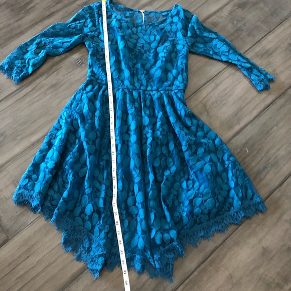 Free People Sheer Blue Lace Floral Dress - Size 0 - Picture 15 of 15